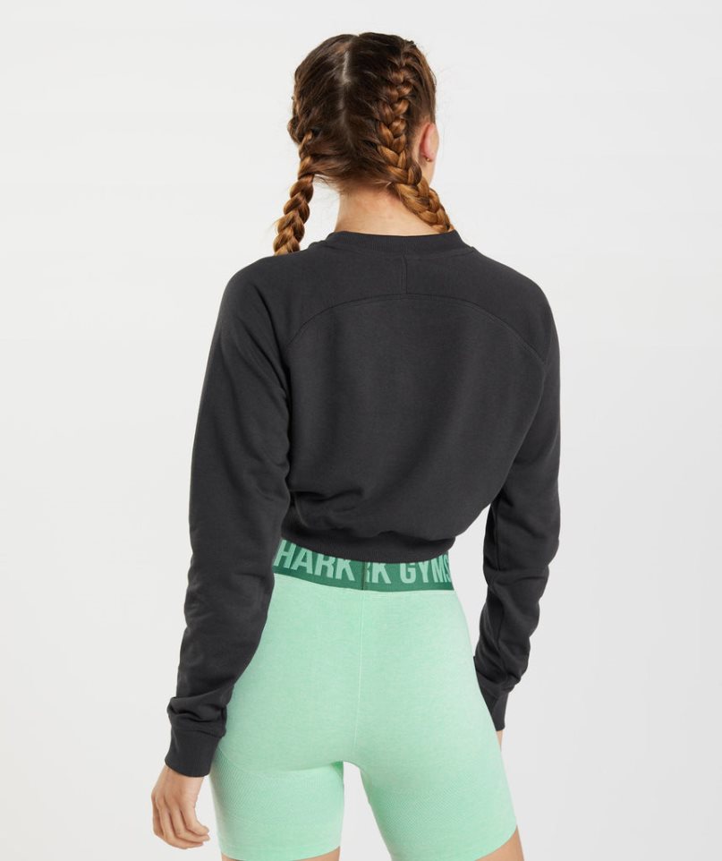 Bluzy Gymshark Treningowe Cropped Damskie Czarne | PL 549MAO